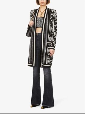 Balmain Mono Bootcut High-Rise Jeans Dark Wash Gold Hardware EU 42 / US 10 NEW